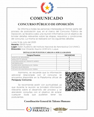 La DINAC llama a Concurso Público de oposición.
