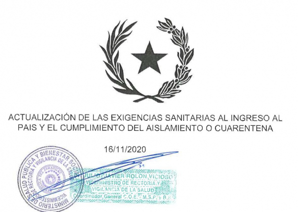 Actualización de las exigencias sanitarias al ingreso al país y el cumplimiento del aislamiento o cuarentena.