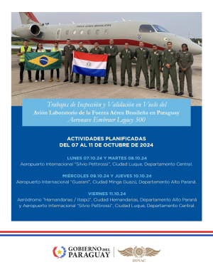 Trabajos de Inspección y Validación en Vuelo del Avión Laboratorio de la Fuerza Aérea Brasileña en Paraguay