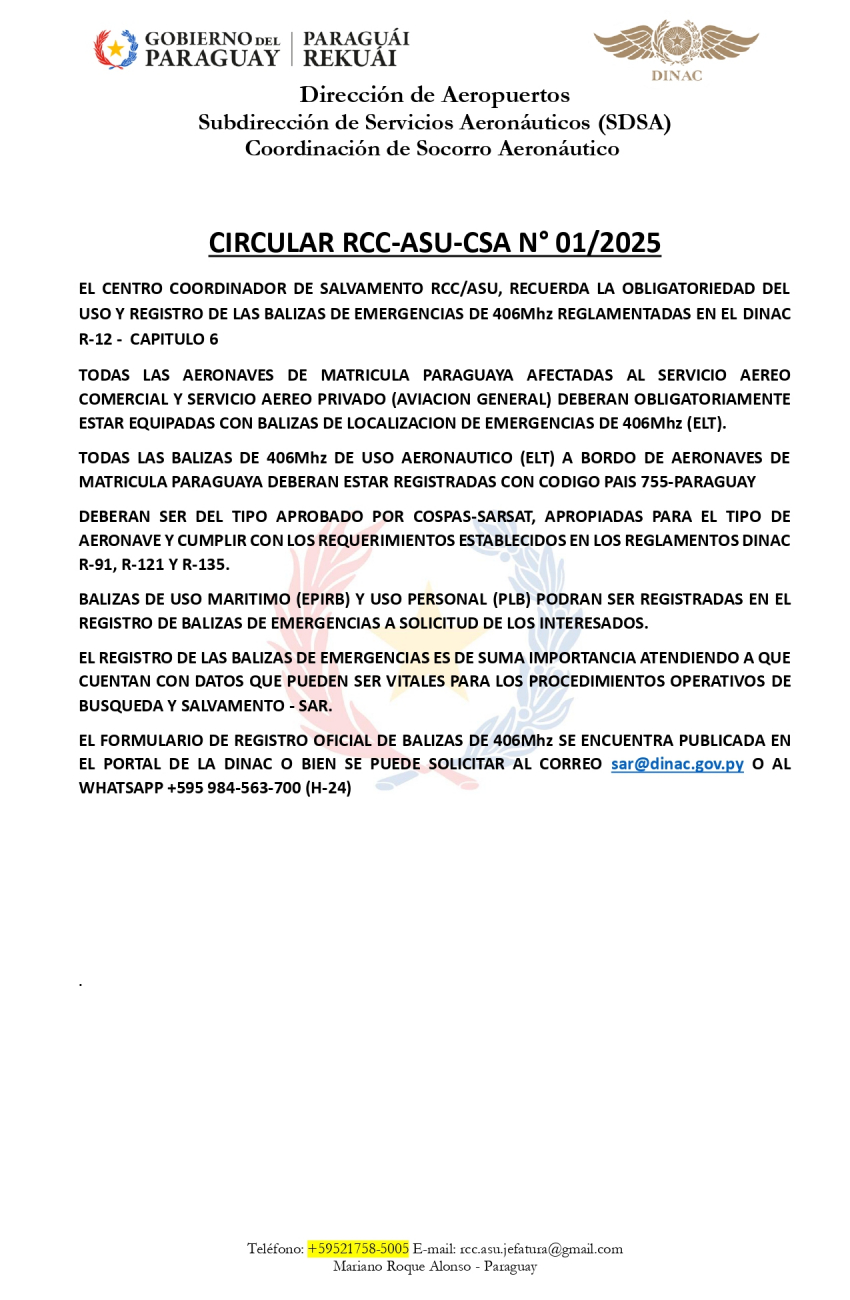 CIRCULAR RCC-ASU-CSA N° 01/2025