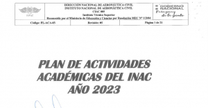 Resolucion Nº 341/2023 ¨Por la que se aprueba el Plan de Actividades Académicas del Instituto Nacional de Aeronáutica Civil (DINAC) - 2023¨