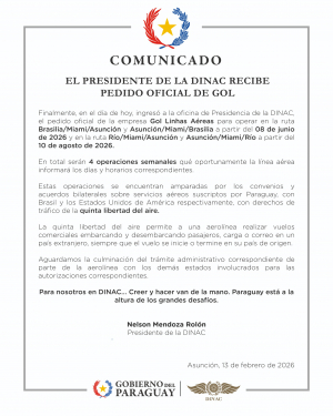 Comunicado: El Presidente de la DINAC recibe pedido oficial de GOL