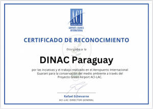 ACI-LAC reconoce al Aeropuerto Internacional Guaraní como Aeropuerto Sostenible con el medio ambiente.