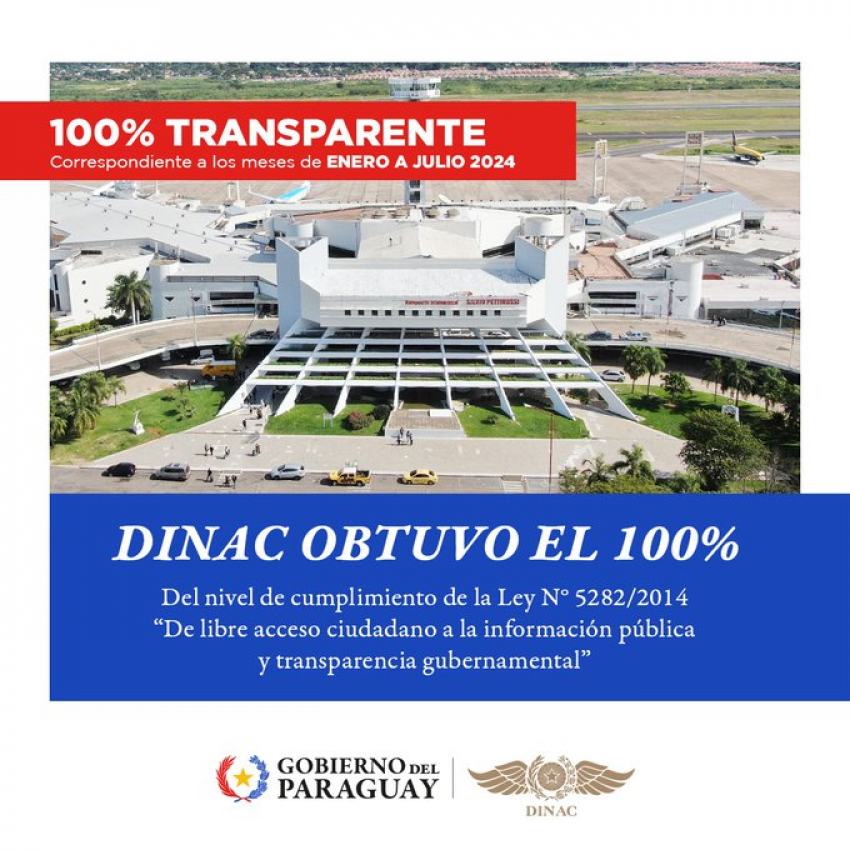 La DINAC obtuvo el 100% del nivel de cumplimiento de la Ley N° 5282/14 en materia de acceso a la información pública y transparencia gubernamental.